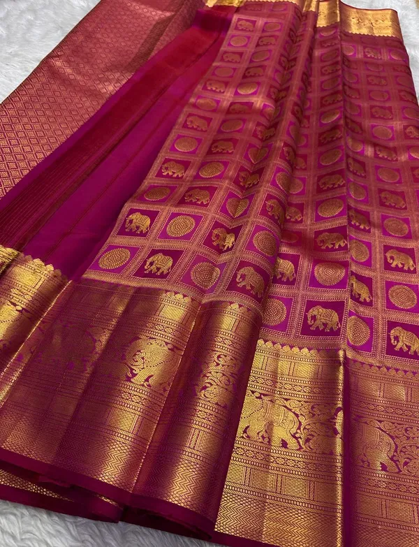 New_Trending_Rani_Banarasi_Soft_Lichi_Designer_Silk_Saree_With_Jacquard_Work_With_Unstitched_Blouse_Piece_For_Women