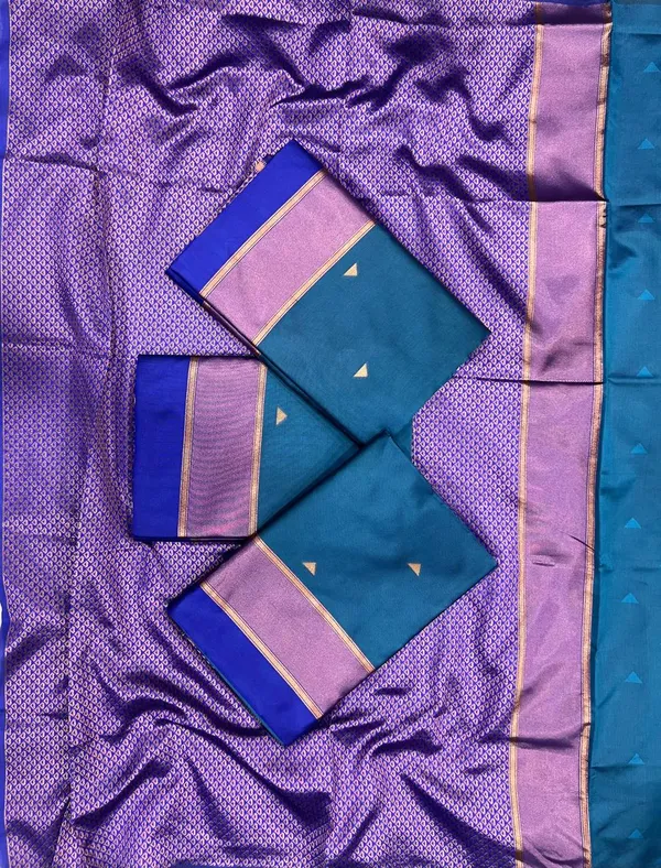 Mint_Blue_Soft_Lilan_Slab_Saree_With_Unstitched_Blouse_Piece_For_Women
