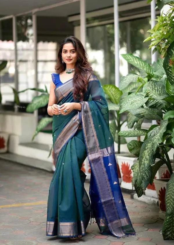 Mint_Blue_Soft_Lilan_Slab_Saree_With_Unstitched_Blouse_Piece_For_Women