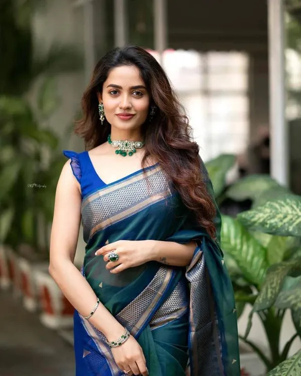 Mint_Blue_Soft_Lilan_Slab_Saree_With_Unstitched_Blouse_Piece_For_Women