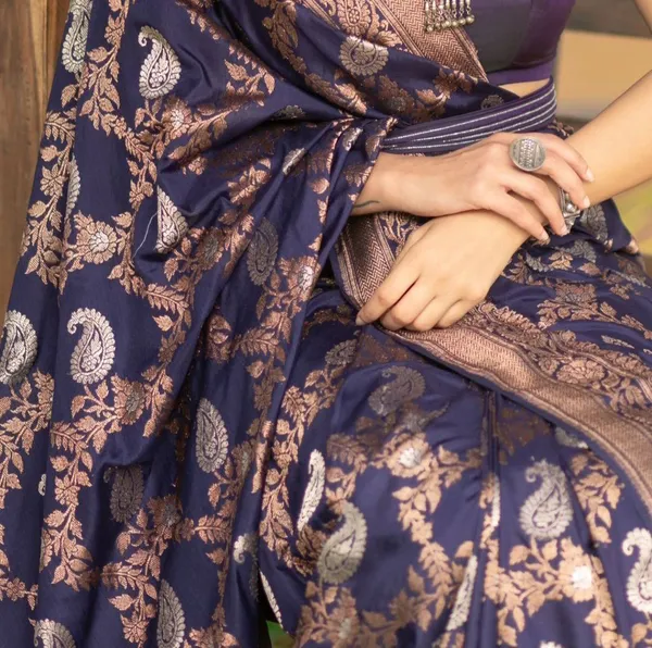 Nevy_Blue_Banarasi_Soft_Lichi_Designer_Silk_Saree_With_Blouse_Peace_For_Women