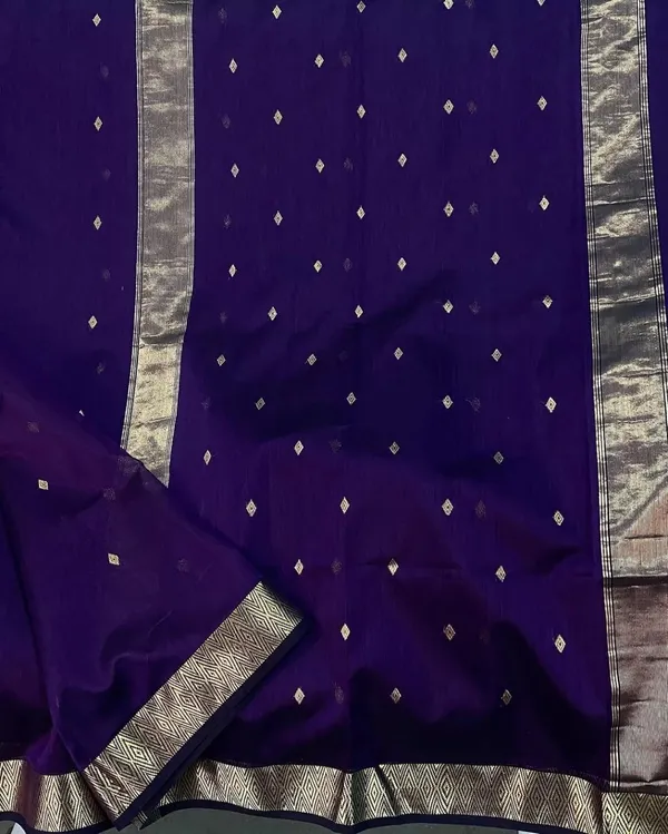 Nevy_Blue_Soft_Cotton_Designer_Silk_Saree_With_Unstitched_Blouse_Piece_For_Women