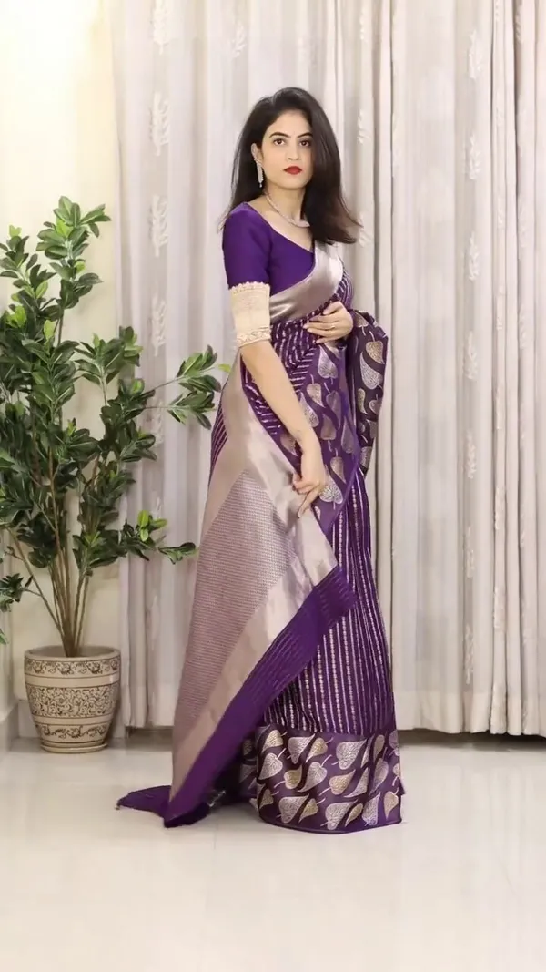 Purple_Banarasi_Soft_Lichi_Designer_Silk_Saree_With_Unstitched_Blouse_Piece_For_Women