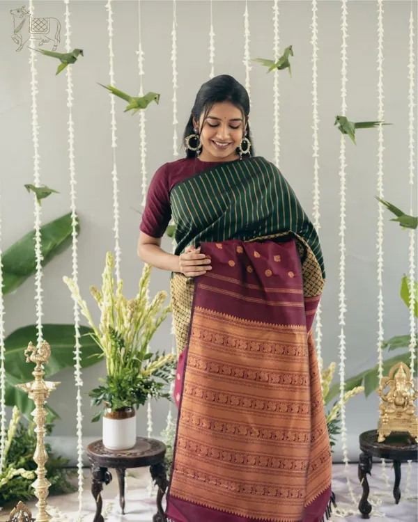 Rani_Green_Banarasi_Designer_Silk_Saree_With_Unstitched_Blouse_Piece_For_Women