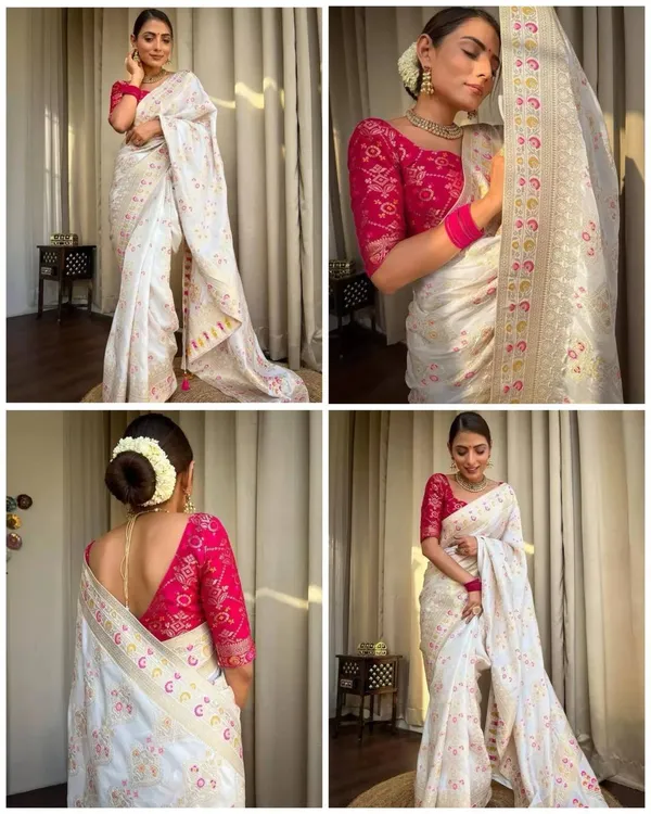 White_Banarasi_soft_Designer_Silk_Saree_With_Blouse_Peace_For_Women