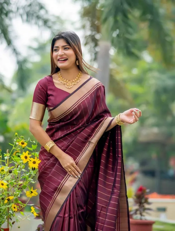 Wine_Banarasi_soft_Designer_Silk_Saree_With_Unstitched_Blouse_Piece_For_Women