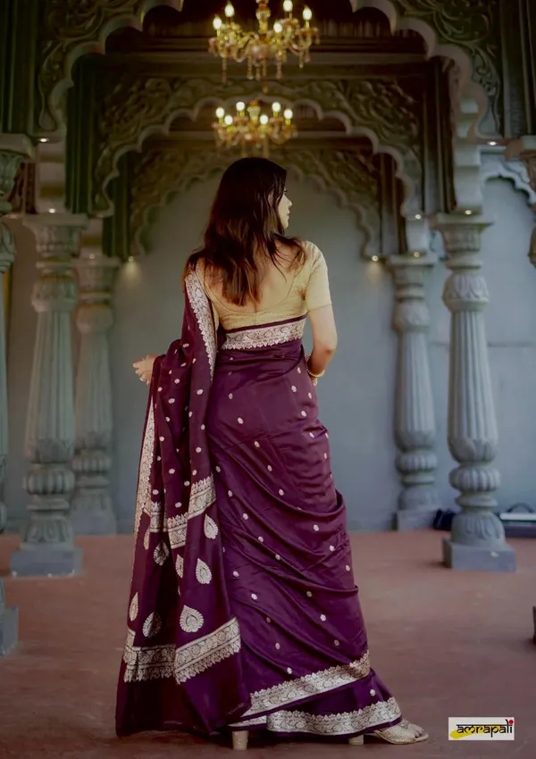 Wine_Cotton_Designer_Silk_Saree_With_Unstitched_Blouse_Piece_For_Women