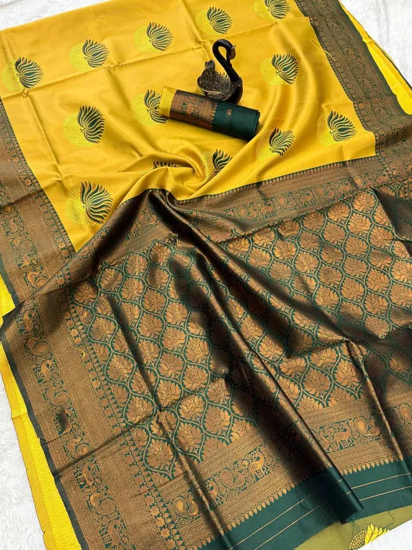 Heavy_Design_Yellow_Banarasi_Soft_Lichi_Designer_Silk_Saree_With_Jacquard_Work_With_Unstitched_Blouse_Piece_For_Women