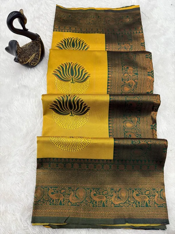 Heavy_Design_Yellow_Banarasi_Soft_Lichi_Designer_Silk_Saree_With_Jacquard_Work_With_Unstitched_Blouse_Piece_For_Women
