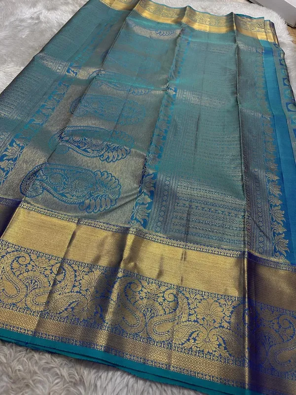 New_Trending_Aqua_Blue_Banarasi_Soft_Lichi_Designer_Silk_Saree_With_Jacquard_Work_With_Unstitched_Blouse_Piece_For_Women
