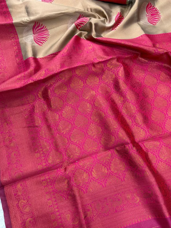 Heavy_Design_Pink_Banarasi_Soft_Lichi_Designer_Silk_Saree_With_Jacquard_Work_With_Unstitched_Blouse_Piece_For_Women