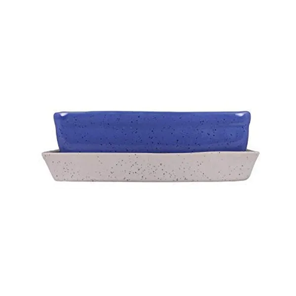 Lasaki_Rectangle_with_Tray_Plate_Ceramic_for_Indoor_Plants,Planters,Flower,gamla_for_Indoor,Outdoor,Balcony,Home,Garden,Office_Decor,Bonsai,Succulent_Pot(Blue,Plate:White)_rec003(Plants_not_Included)