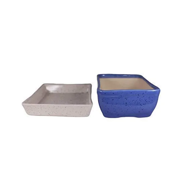 Lasaki_Rectangle_with_Tray_Plate_Ceramic_for_Indoor_Plants,Planters,Flower,gamla_for_Indoor,Outdoor,Balcony,Home,Garden,Office_Decor,Bonsai,Succulent_Pot(Blue,Plate:White)_rec003(Plants_not_Included)
