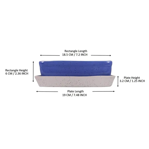 Lasaki_Rectangle_with_Tray_Plate_Ceramic_for_Indoor_Plants,Planters,Flower,gamla_for_Indoor,Outdoor,Balcony,Home,Garden,Office_Decor,Bonsai,Succulent_Pot(Blue,Plate:White)_rec003(Plants_not_Included)