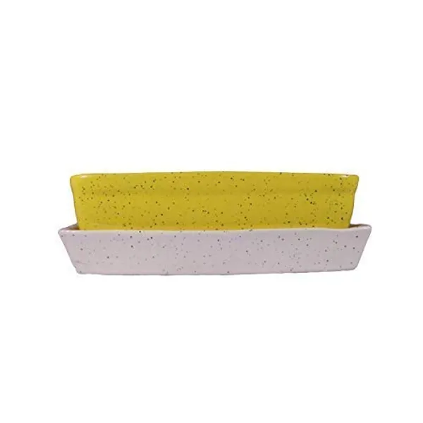 Rectangle_With_Tray_Plate_Ceramic_For_Indoor_Plants,Planters,Flower,Gamla_For_Indoor,Outdoor,Balcony,Home,Garden,Office_Decor,Bonsai,Succulent_Pot(Yellow,Plate:White)