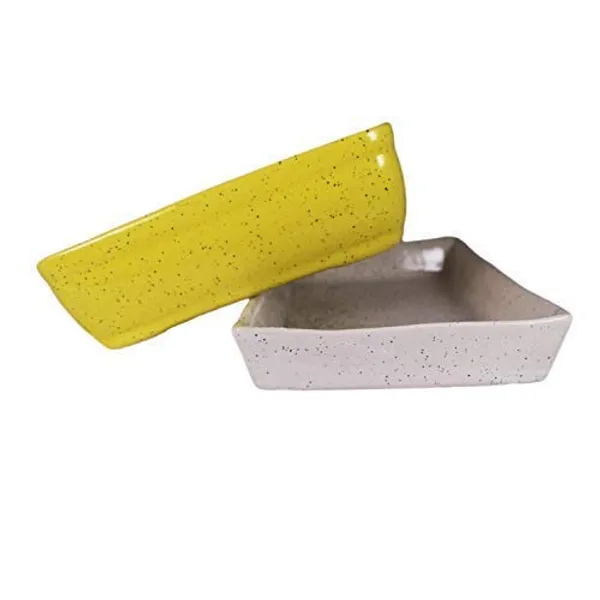 Rectangle_With_Tray_Plate_Ceramic_For_Indoor_Plants,Planters,Flower,Gamla_For_Indoor,Outdoor,Balcony,Home,Garden,Office_Decor,Bonsai,Succulent_Pot(Yellow,Plate:White)