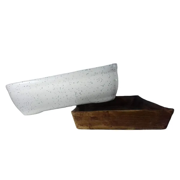 Rectangle_Ceramic_With_Tray_Plate_For_Indoor_Plants,Planters,Flower,Gamla_For_Indoor,Outdoor,Balcony,Home,Garden,Office_Decor,Bonsai_Succulent_Pot(White,Plate:Antique)