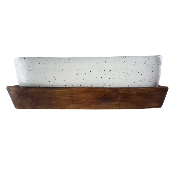 Rectangle_Ceramic_With_Tray_Plate_For_Indoor_Plants,Planters,Flower,Gamla_For_Indoor,Outdoor,Balcony,Home,Garden,Office_Decor,Bonsai_Succulent_Pot(White,Plate:Antique)