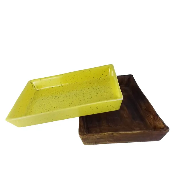 Plate_Tray_(Set_Of_Two)_For_Ceramic_Pots_For_Indoor_Plants,Planters,Flower_Pots,Gamla_(Color:Antique-Yellow)_(L:19_Cm,_W:13.5_Cm,_H:3_Cm)