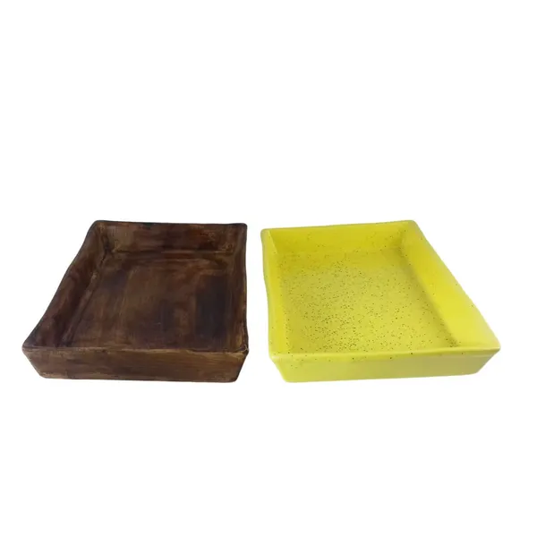 Plate_Tray_(Set_Of_Two)_For_Ceramic_Pots_For_Indoor_Plants,Planters,Flower_Pots,Gamla_(Color:Antique-Yellow)_(L:19_Cm,_W:13.5_Cm,_H:3_Cm)