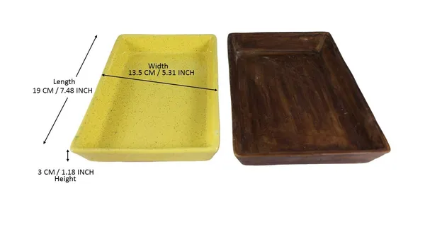 Plate_Tray_(Set_Of_Two)_For_Ceramic_Pots_For_Indoor_Plants,Planters,Flower_Pots,Gamla_(Color:Antique-Yellow)_(L:19_Cm,_W:13.5_Cm,_H:3_Cm)