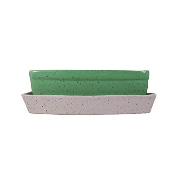 Rectangle_With_Tray_Plate_Ceramic_For_Indoor_Plants,Planters,Flower,Gamla_For_Indoor,Outdoor,Balcony,Home,Garden,Office_Decor,Bonsai,Succulent_Pot(Parrot,Plate:White)