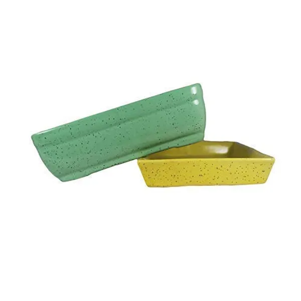 Rectangle_With_Tray_Plate_Ceramic_For_Indoor_Plants,Planters,Flower,Gamla_For_Indoor,Outdoor,Balcony,Home,Garden,Office_Decor,Bonsai,Succulent_Pot(Parrot,Plate:Yellow)