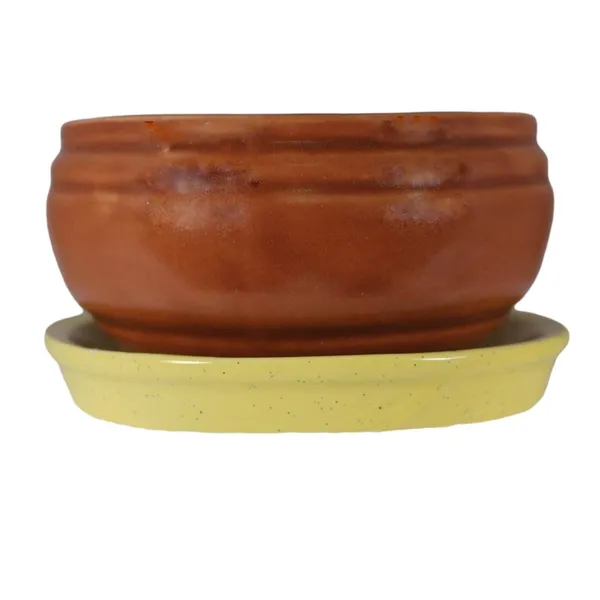 Bowl_With_Tray_Plate_Ceramic_Pots_For_Indoor_Plants,Planters,Flower_Pots,Gamla_For_Indoor,Outdoor,Succulent_Pot(D:13_Cm,_H:7_Cm)