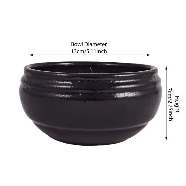 Bowl_Small_Ceramic_Pots_For_Indoor_Plants,Planters,Flower_Pots,Gamla_For_Indoor,Outdoor,Balcony,Home,Garden,Office_Decor,Succulent_Pot_(Color:Black)(D:14.5_Cm,_H:7.2_Cm)