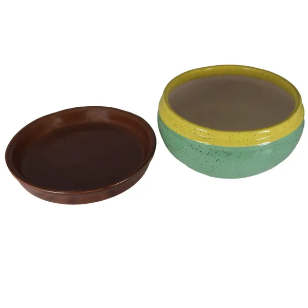 Bowl_With_Tray_Plate_Ceramic_Pots_For_Indoor_Plants,Planters,Flower_Pots,Gamla_For_Indoor,Outdoor,Succulent_Pot(D:13_Cm,_H:7_Cm)