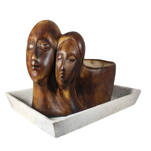 Ceramic_Couple_With_Tray_Pots_For_Plants_In_Indoor,_Outdoor,_Balcony,_Garden,_Office_Decor_(Antique_And_White,_15X9X13_Cm)