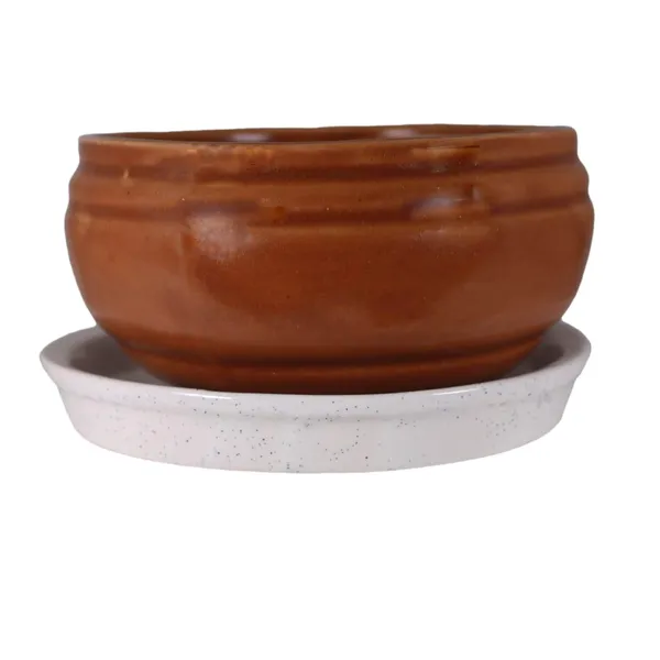Bowl_With_Tray_Plate_Ceramic_Pots_For_Indoor_Plants,Planters,Flower_Pots,Gamla_For_Indoor,Outdoor,Succulent_(D:13_Cm,_H:7_Cm)_(Color:Antique_With_White_Plate)
