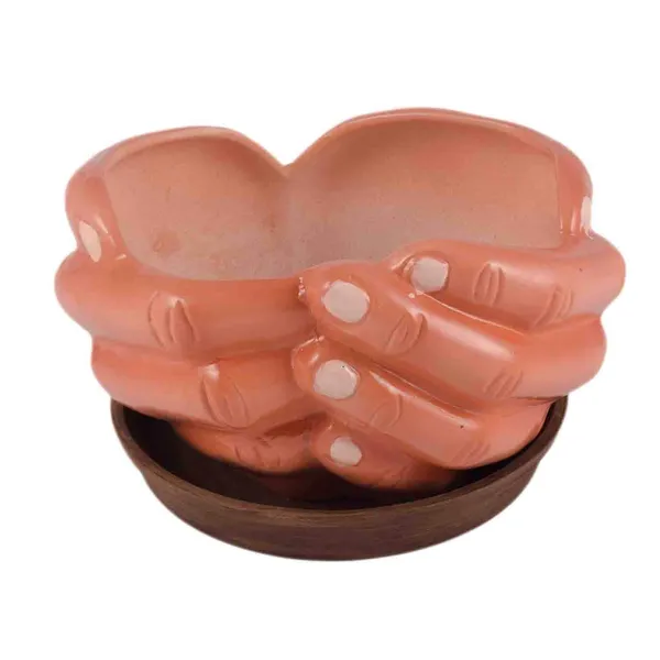 Hand_With_Plate_Tray_Ceramic_Pots_For_Indoor_Plants,Planters,Flower_Pots,Gamla,Outdoor,Balcony,Home,Garden,Office_Decor,Bonsai,Succulent(Color:_Hp,_Plate:_Antique)_Cir001