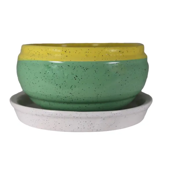 Bowl_With_Tray_Plate_Ceramic_Pots_For_Indoor_Plants,Planters,Flower_Pots,Gamla_For_Indoor,Outdoor,Succulent_Pot(D:13_Cm,_H:7_Cm)