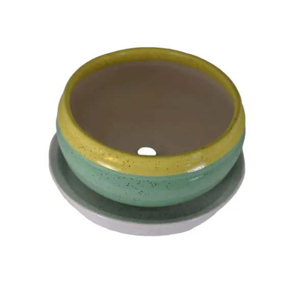 Bowl_With_Tray_Plate_Ceramic_Pots_For_Indoor_Plants,Planters,Flower_Pots,Gamla_For_Indoor,Outdoor,Succulent_Pot(D:13_Cm,_H:7_Cm)