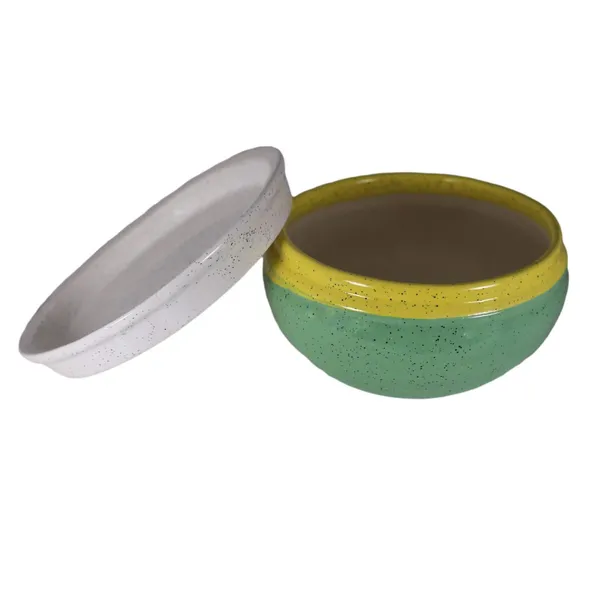 Bowl_With_Tray_Plate_Ceramic_Pots_For_Indoor_Plants,Planters,Flower_Pots,Gamla_For_Indoor,Outdoor,Succulent_Pot(D:13_Cm,_H:7_Cm)