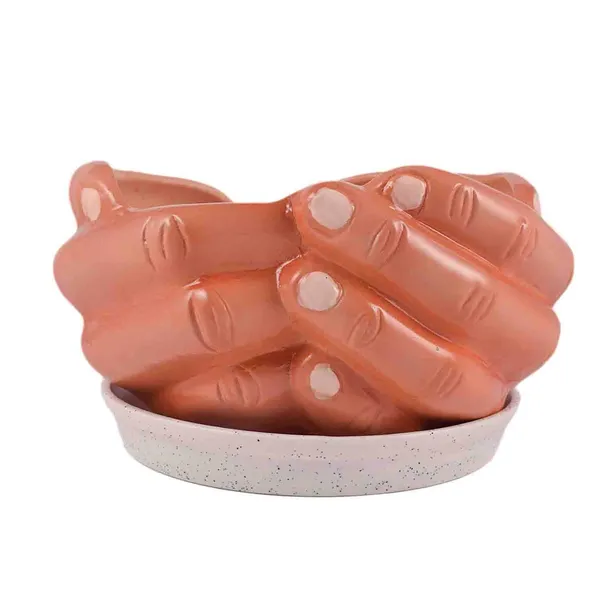 Hand_With_Tray_Plate_Ceramic_Pots_For_Indoor_Plants,Planters,Flower_Pots,Gamla_For_Indoor,Outdoor,Succulent_Pot.(Color:_Hp,Plate:_White)_Cir001