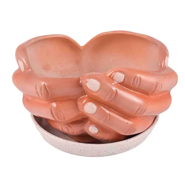 Hand_With_Tray_Plate_Ceramic_Pots_For_Indoor_Plants,Planters,Flower_Pots,Gamla_For_Indoor,Outdoor,Succulent_Pot.(Color:_Hp,Plate:_White)_Cir001
