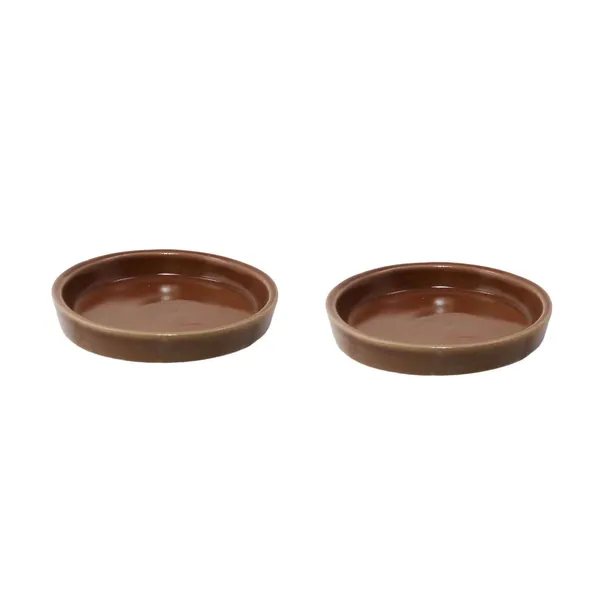 Plate_Tray_(Set_Of_Two)_For_Ceramic_Pots_For_Indoor_Plants,Planters,Flower_Pots,Gamla_(D:_10_Cm,_H:_1.5_Cm)_(Color:Brown)