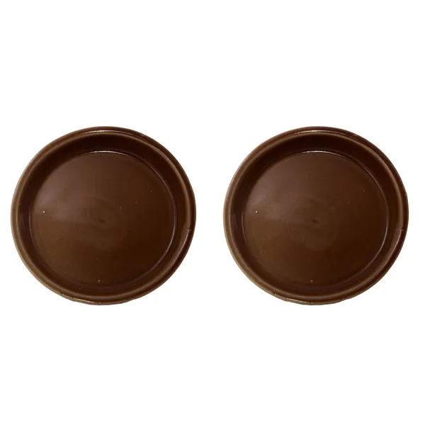 Plate_Tray_(Set_Of_Two)_For_Ceramic_Pots_For_Indoor_Plants,Planters,Flower_Pots,Gamla_(D:_10_Cm,_H:_1.5_Cm)_(Color:Brown)