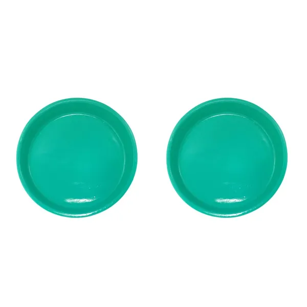 Plate_Tray_(Set_Of_Two)_For_Ceramic_Pots_For_Indoor_Plants,Planters,Flower_Pots,Gamla_(D:_16_Cm,_H:_2_Cm)_(Color:Green)