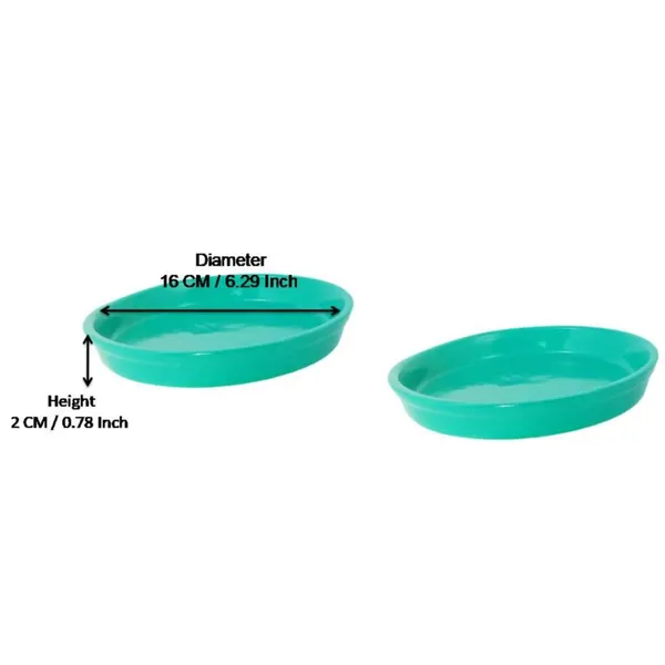 Plate_Tray_(Set_Of_Two)_For_Ceramic_Pots_For_Indoor_Plants,Planters,Flower_Pots,Gamla_(D:_16_Cm,_H:_2_Cm)_(Color:Green)