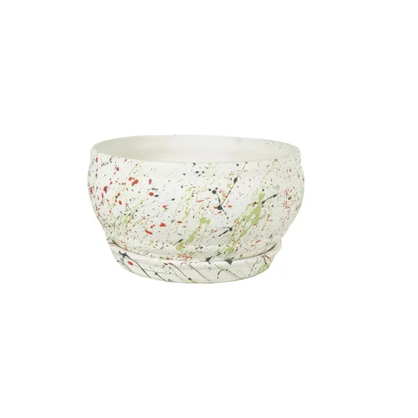 Bowl_Small_Multi_With_Plate_Multi_R4_Ceramic_Pots_For_Indoor_Plants,Planters,Flower,Gamla,Outdoor,Balcony,Home,Garden,Decor,Succulent(Bowl-H-8Cmxd-15Cm,Plate-H-2Xd-13Cm)