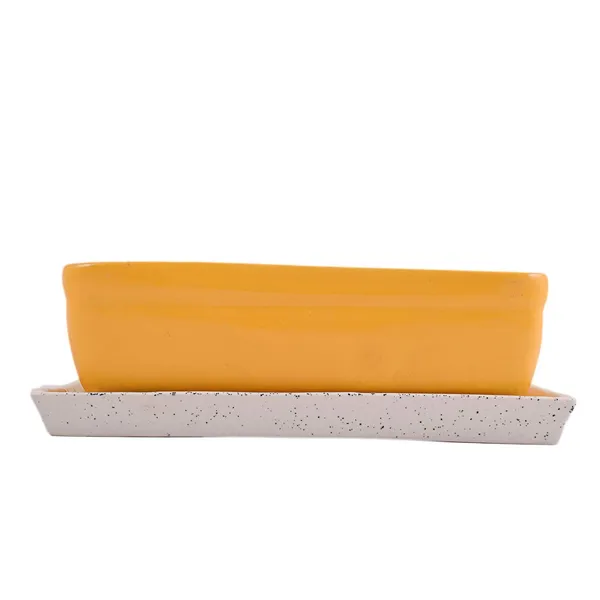 Rectangle_With_Plate_Tray_Ceramic_Pots_For_Indoor_Plants,Planters,Flower_Pots,Gamla_For_Indoor,Outdoor,Succulent_Pot.(Color:_Hp_Yellow,Plate:White)