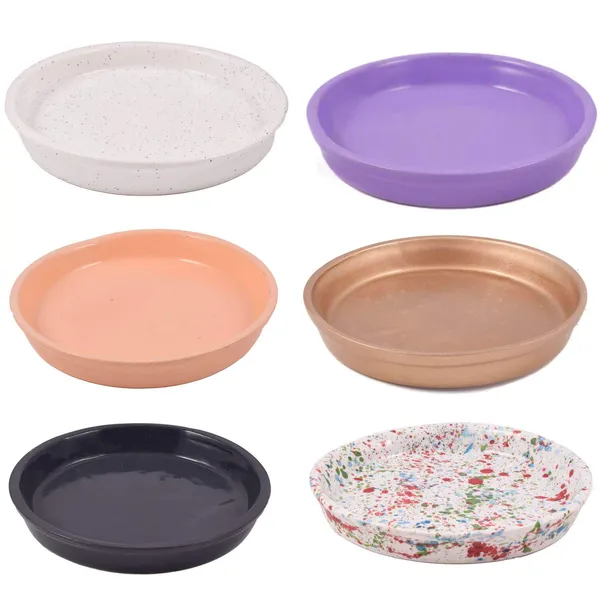 Ceramic_Circular_Plate_Tray_Set_Of_6_Pots_For_Indoor_Plants,Planters,Flower_Pots,Gamla_For_Indoor,Outdoor,Succulent_Pot.()