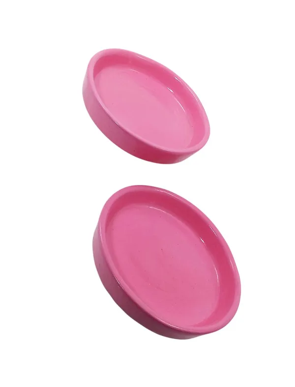 Plate_Tray_(Set_Of_Two)_For_Ceramic_Pots_For_Indoor_Plants,Planters,Flower_Pots,Gamla_(Color:Pink)_(D:_10_Cm,_H:_1.5_Cm)