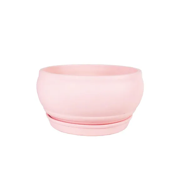 Bowl_Small_Pink_With_Plate_Pink_R4_Ceramic_Pots_For_Indoor_Plants,Planters,Flower,Gamla,Outdoor,Balcony,Home,Garden,Decor,Succulent(Bowl-H-8Cmxd-15Cm,Plate-H-2Xd-13Cm)