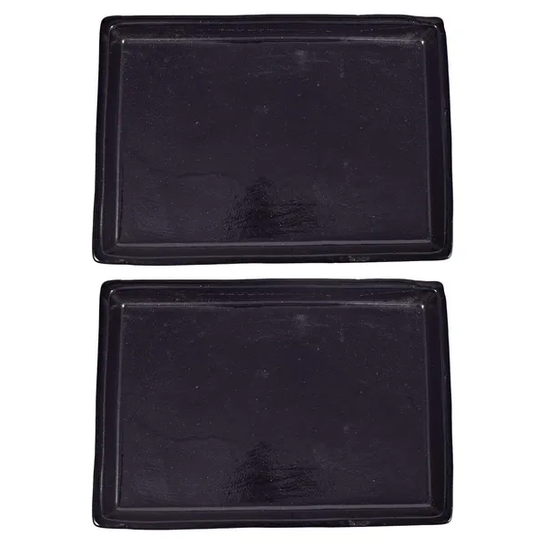 Plate_Tray_(Set_Of_Two)_For_Ceramic_Pots_For_Indoor_Plants,Planters,Flower_Pots,Gamla_(L:19.5_Cm,_W:13.5_Cm,_H:1.5_Cm)(Black)_()