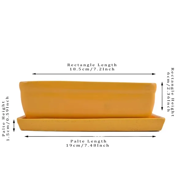 Rectangle_With_Plate_Tray_Ceramic_Pots_For_Indoor_Plants,Planters,Flower_Pots,Gamla_For_Indoor,Outdoor,Succulent_Pot.(Color:_Hp_Yellow,Plate:Hp_Yellow)