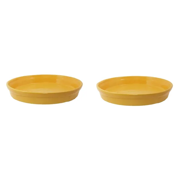 Plate_Tray_(Set_Of_Two)_For_Ceramic_Pots_For_Indoor_Plants,Planters,Flower_Pots,Gamla_(D:_16_Cm,_H:_2_Cm)_(Color:Yellow)